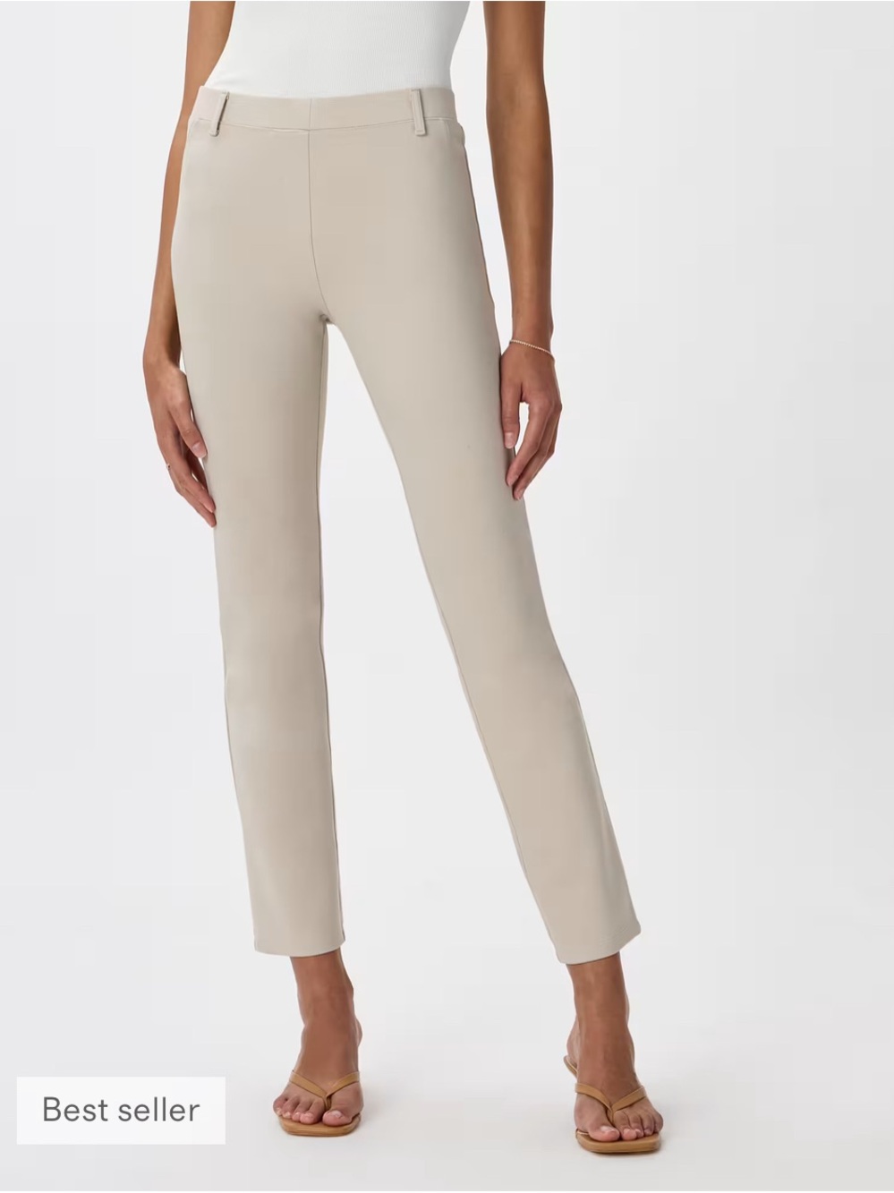 Quince Ultra Stretch Pointe Straight-Leg Pants in Ecru Size M
